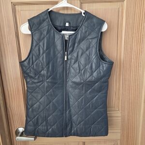 Women's Pamela McCoy Leather Quilted Vest Blue Small